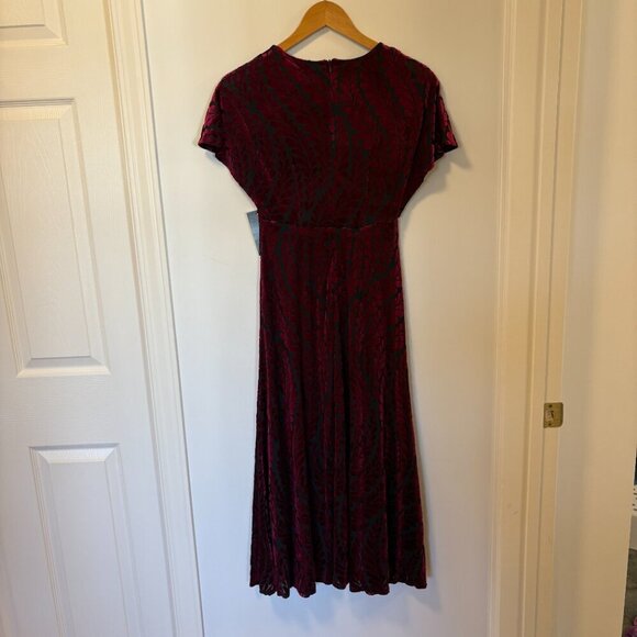 Taylor Dolman Sleeve Velvet Burnout Dress NEW Burgundy Flowy Fall Leaves Classic - Picture 10 of 15